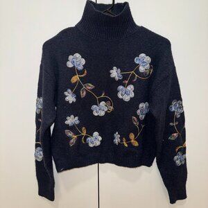 Francesca's Mi Ami Floral Embroidered Turtleneck